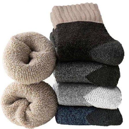 Termostrømper for menn, 5 par tykke frottésokker, varme vintersokker, anti-svette, termisk effekt, pustende bomullsstrømper