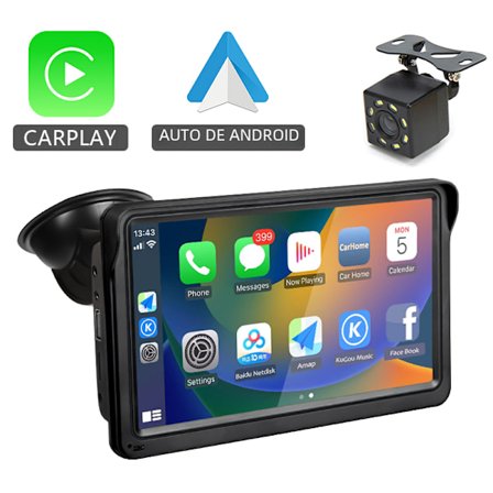 Bil Multimedia Videospiller, Radio med Android, CarPlay, 7 tommers bærbar berøringsskjerm, Bluetooth 5.0, med AUX USB