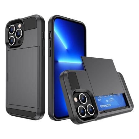 Iphone 14 Stöttåligt Skal Med Kortfack-grå