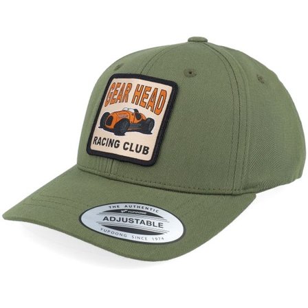 Kiddo Cap - Grön adjustable Keps - Kids Gear Head Racing Club Patch Olive Adjustable @ Hatstore