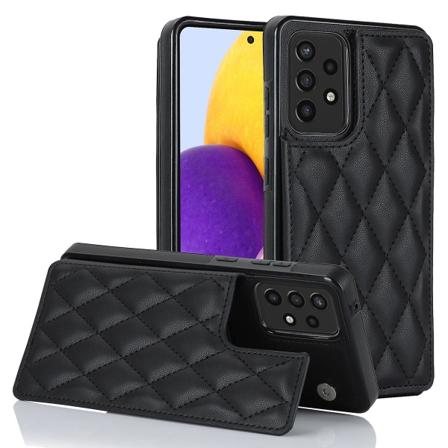 För Samsung Galaxy A52 4g / 5g / A52s 5g Rfid-blockerande phone case Korthållare Läder+tpu Kickstand cover Black