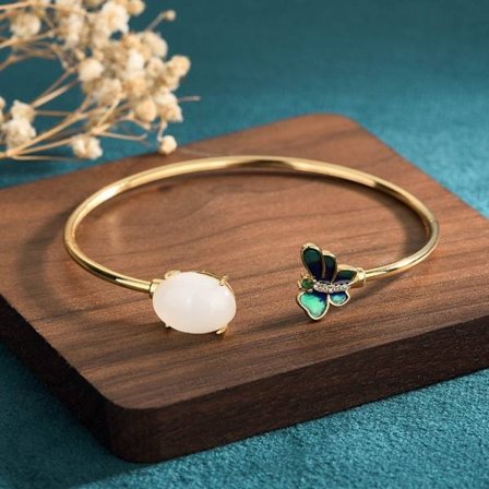 Öppet armband Butterfly Armband Gold Coating Armband - stock