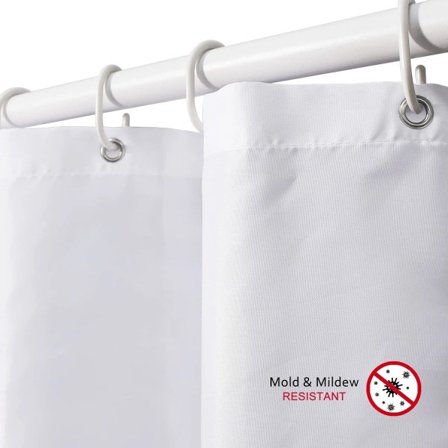 Dusjforheng - 180 x 180 cm, muggbestandig, vektet kant av polyesterstoff, vannavstøtende, baderomsgardiner med dusjforhengringer i plast