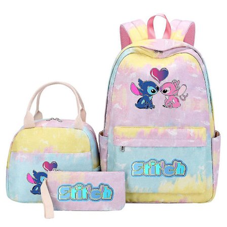 Stitch Reppusetti 3 kpl Monitaskuinen Rento Matka Koululaukku Teineille Korkealaatuiset Mochilat, Ihanteellinen Naisille Ja Miehille
