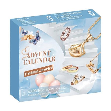 Julmys Smycken Adventskalender Nedräkningskalender Låda med Armband Halsband