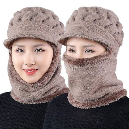 Lue Dame Vinterluer Skjerf Maske Middelaldrende Gammel Varm Øreklaff Lue Mamma Gave