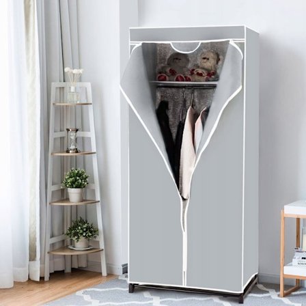 Kannettava kangaskaappi pölysuojalla – Harmaa