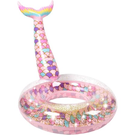 Oppblåsbare bassengleker Svømmeringer Havfruehale Tubber Glitter Vannfest Sommerstrand for barn og voksne (90 cm)