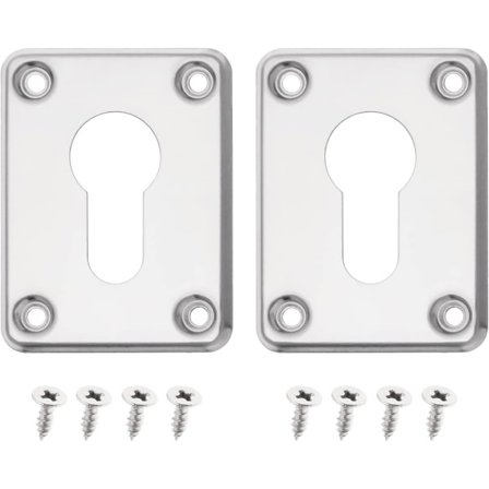 2 Sæt Reparations Nøglehulsdæksel Udskiftning Rustfrit Stål Firkantet Nøglehulsdæksel Boligindretning til Dør Sølv