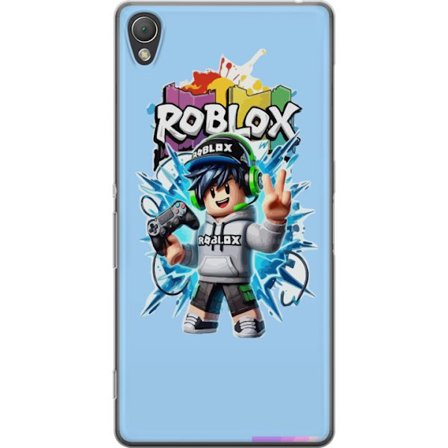 Kompatibelt Mobilskal till Sony Sony Xperia Z3 Färgstark Roblox-karaktär med handkontroll och energifylld splash art design, perfekt för barnrum oc