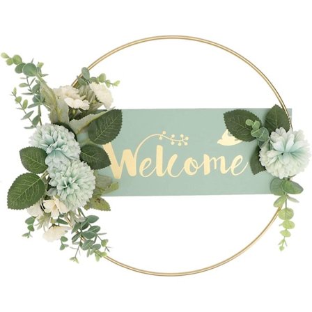 Pääsiäisen tervetulotoivotus - Ovikranssit - Rustiikkiset kevätkukat - Rautainen seinäkoriste - Maalaistalon sisustus