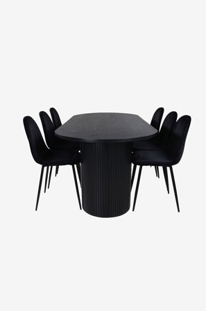 Venture Home - Spisegruppe Bianca med 6 Polar spisestoler - Svart - Spisegruppe 6 personer - Fra Homeroom