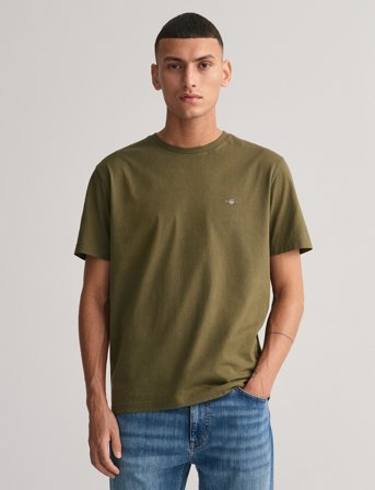 GANT Reg Shield Ss T-Shirt - Khaki green - XXL