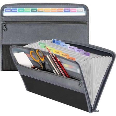 Dokumentmappeorganisator, filmapper med 13 plastlommer, portabel trekkspillmappe