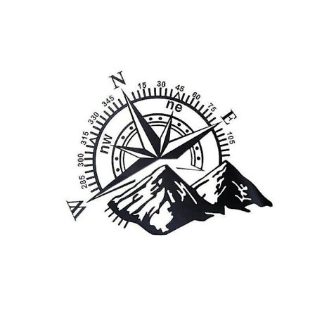 Offroad Kompassrose Vinyl Dekal for Bil - Svart, 48x34cm