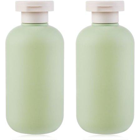 Set med 2 påfyllningsbara 200 ml flexibla reseflaskor i plast. Tomma flaskor med skruvlock och flip-top-förslutning.