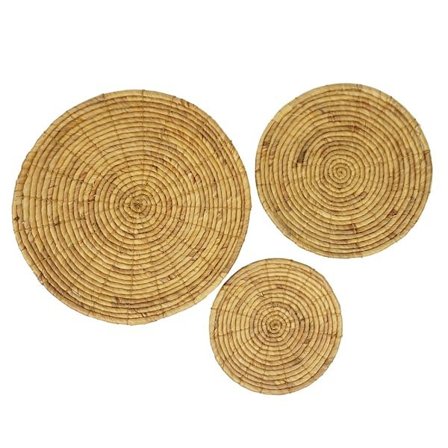 Vægdekorationssæt, naturlig hyacint, 3 dele, 56x56x7 cm