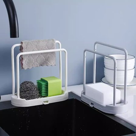 Keittiön sieni pidike astiapyyhe ripustin, keittiön tiskialtaan teline lokero järjestäjä teline sieni, hankauspesu säilytys ja järjestäminen(2kpl)