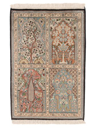 64X94 Tapis D'orient Cachemire Pure Soie Marron/Orange (Soie, Inde)