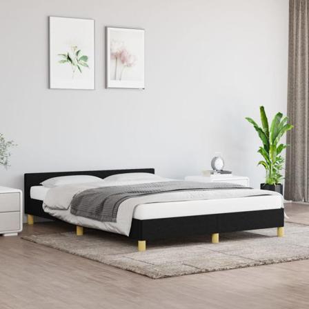 Vidaxl Sängram Med Huvudgavel Svart 140x200 Cm Tyg Svart