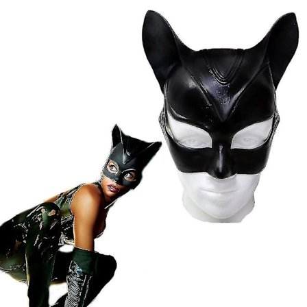 Kvinne Sexy Cat Selina Kyle Maske Bruce Wayne Cosplay Kostyme Latex Hjelm Fancy Voksen