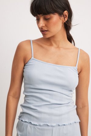 NA-KD Babylock Rib Singlet - T-shirts og Toppe - Blå - XS