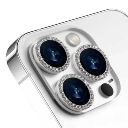 iPhone 14 Pro/Pro Max -linssisuojus Bling Diamond Silver