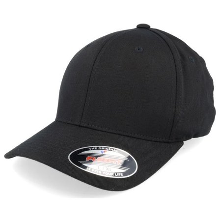 Flexfit - Svart flexfit Keps - Black With Black Undervisor Flexfit Wooly Combed @ Hatstore