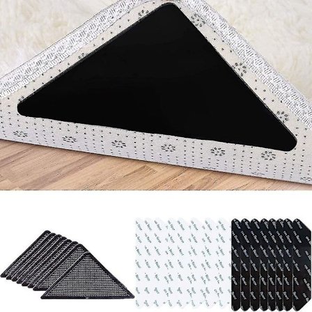 Pakke med 24 sklisikre matter for tepper, teppegriper, teppehjørner, maur