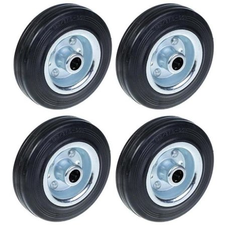 Hjul - 125 mm - Svart gummi - Set av 4 - Lastkapasitet 120 kg