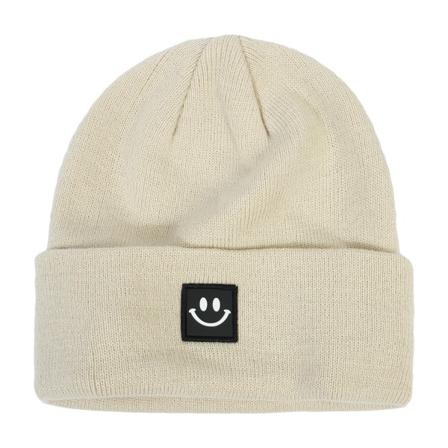 Smiley strikhat i uld med ensfarvet design (lilla) DXGHC