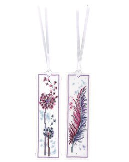 Kirjontapakkaus Kirjanmerkit Höyhen ja kukka