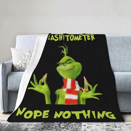 The Grinch Joulu Erittäin pehmeä mikrofleecetäkki Superpehmeä heittotäkki Premium Silky Flannel Kevyt sänkypeitto Blan-KDE27039