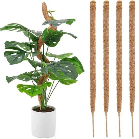 4 stk Monstera Mosstenger for innendørs planter, bøyelig planteholder, 60 cm lengde, bunnfilter 4 mm