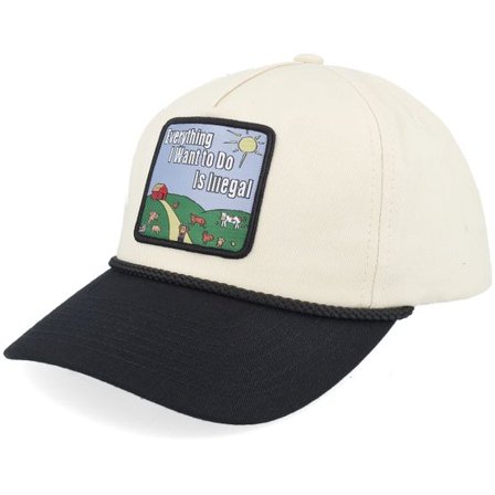 BOOM - Beige adjustable Keps - Just A Jocke Quote Patch Rope Stone/Black Golfer A-Frame Adjustable @ Hatstore