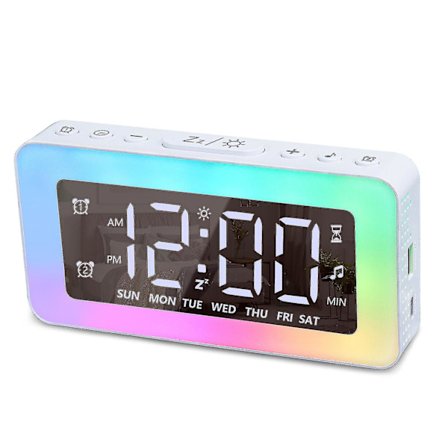 Hd speil multifunksjonell LED vekkerklokke student sovesal nattlys digital vekkerklokke vekkerklokke
