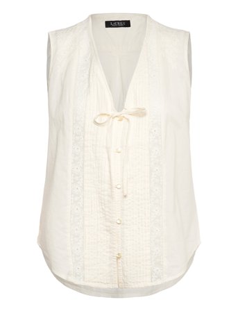 Lauren Ralph Lauren | Embroidered Voile Sleeveless Blouse | L