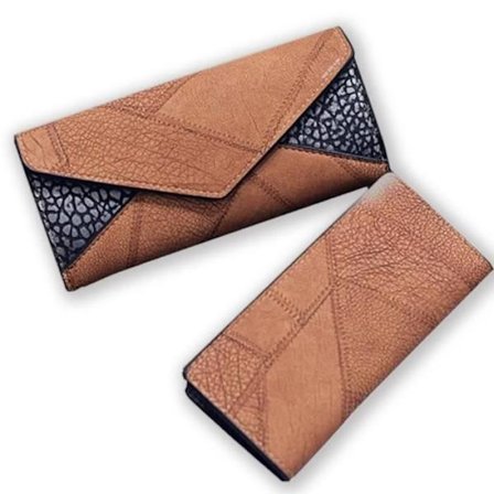 Plånbok - TD - Brun och Grå - Läder - 3 cm x 9 cm - Kvinna