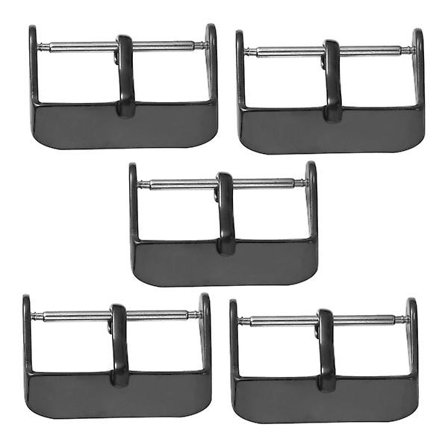 5 st watch i rostfritt stål Spänne Watch Spänne Armbandsur Tillbehör (18 mm, svart)