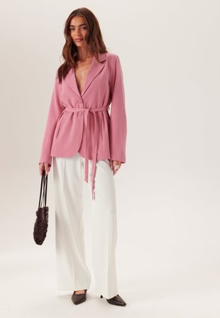 BUBBLEROOM - Belt Detail Blazer - Pink