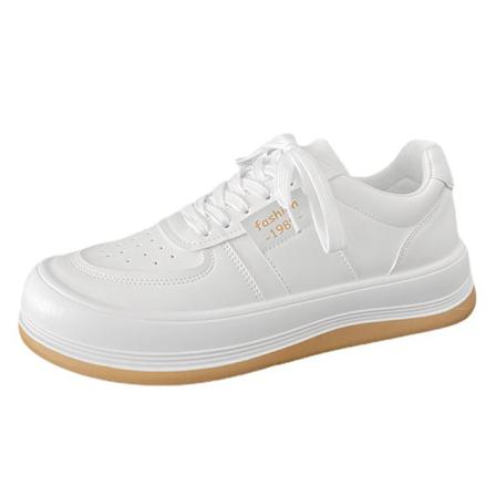 Män Mode Low Top Rund Toe Vit Sneaker Platform Skate Skor