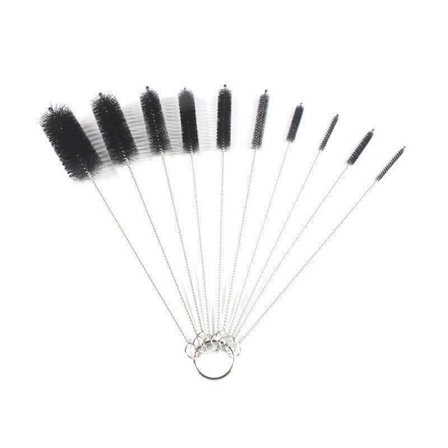 10 st Nylon Borstar för Rengöring av Sugrör, Flaskor, Rör, Små Långa Rengöringsborstar