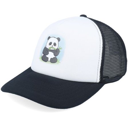 Kiddo Cap - Svart trucker Keps - Kids Panda Bear Black/White Vintage Foam Trucker @ Hatstore