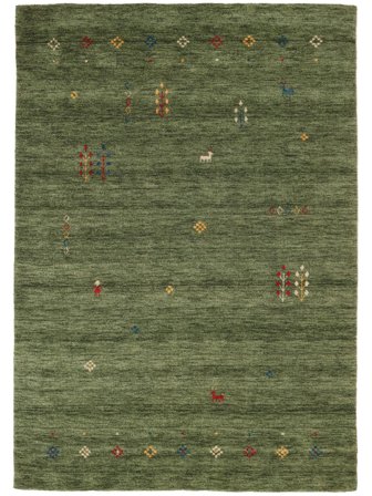 Tapis De Laine Gabbeh Giza Vert Forêt Oeko-Tex