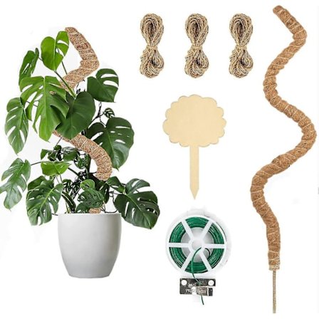 Sammalpylväs, 114 cm:n sammalpylväs Monstera-kasveille, taivutettavat kasvitikut tukevat kasvilapuilla, kierrenauhoilla ja narulla, kasvitukikepit 