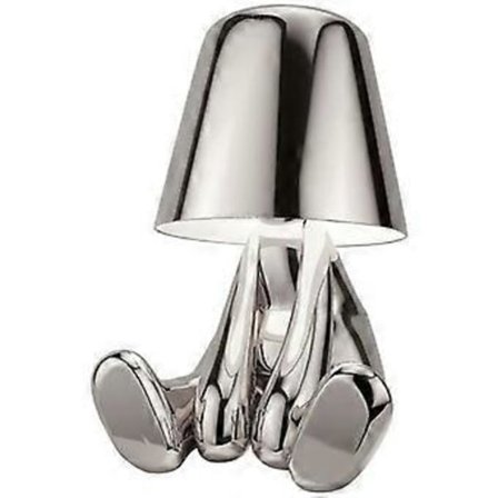 Liten Gyllene Man LED Bordslampor Touchkontroll Dimbar Lampa Bar Nattlampa - Argent