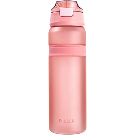 Vattenflaska Flaskor Med Sugrör 850ml Gmy Sports Tidsmarkeringar Bpa Fri Kolv D37 (850ml, Rosa)