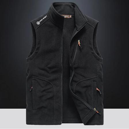 Stående Krage Västar Herrar Höst Och Vinter Värme Dubbelsidig Sammet Ärmlös Jacka Casual Vindtät Väst Fleece Camisole black L 55-65KG