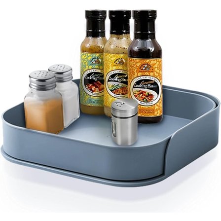 Roterande Kryddställ, Lazy Susan Roterande Kryddställ Lazy Susan Snurrplatta Krydda Roterande Förvaring för Skåp Kylskåp Kök Bänkskiva Kontor (Grå)