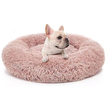 Vaskbar Beroligende Komfortabel Donut-stil Plysj Kjæledyr Katt Eller Hundeseng. XL 80cm. Rosa